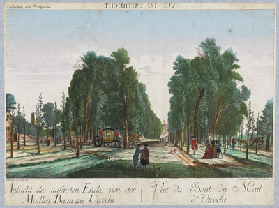 30283 Gezicht in spiegelbeeld in de Maliebaan te Utrecht uit het noordoosten vanuit de in 1768 aangeplante bomen van de ...